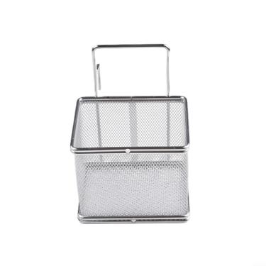 Imagem de Coador de massa de malha fina de aço inoxidável com cesta profunda, escorredor de grande capacidade para escorrer macarrão, bolinhos de espaguete, legumes, frutas para uso na cozinha (F)