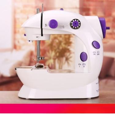 Imagem de Mini máquina de costura portátil com pedal elétrico 110V/220V
