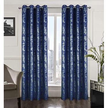 Imagem de ZYDADA Cortinas de veludo, efeito de folha dourada brilhante, cortinas de janela com isolamento térmico com ilhós para festa/casamento/armário