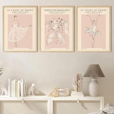 Imagem de Pôster de arte de parede elegante bailarina vintage simples desenho de linha de balé minimalista imagens de pintura de dança preto e branco impressões de arte em tela de balé moderna decoração de casa