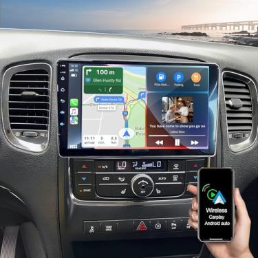 Imagem de Rádio de carro de 26 cm para Dodge Durango 2011 2012 2013, tela sensível ao toque Android para Durango com CarPlay sem fio, Android Auto, 4 + 64 G, estéreo veicular para Durango GPS, BT, FM, WiFi