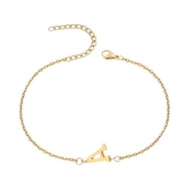 Imagem de Pulseira De Corrente Fina Com Contas Em Forma De Letra Minimalista Uni