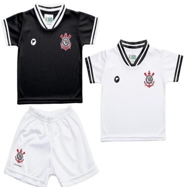 Imagem de Kit 2 Camisetas e Shorts Corinthians Bebê - Torcida Baby-Masculino