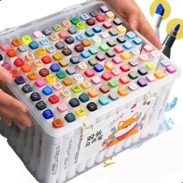 Imagem de Conjunto Canetas Marcador Canetinha Ponta Dupla 60 Cores Kit - clickst