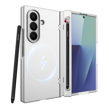 Imagem de Miimall Capa para Samsung Galaxy Z Fold 7 com compartimento para caneta e caneta Stylus [carregamento magnético] [protetor de tela] [protetor de dobradiça] capa de telefone magnética à prova de choque
