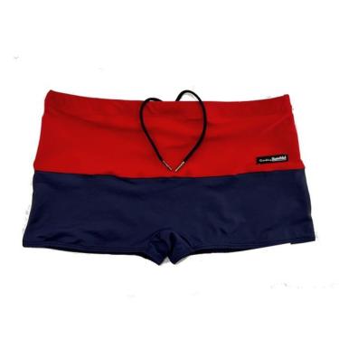 Imagem de SUNGA ADULTO BOXER LUXO VERMELHO COM AZUL MARINHO-Masculino