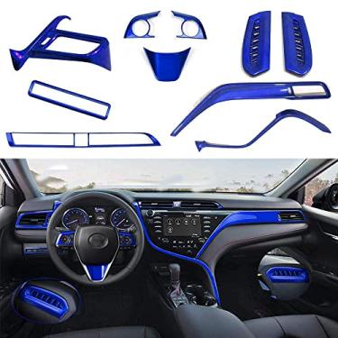 Imagem de Boltry Conjunto completo ABS de painel de instrumentos de interior de carro, painel decorativo para painel central de moldagem, acabamento de saída de ar, acessórios de capa de volante automotivo, 10 peças para Toyota Camry LE SE XLE XSE 2018-2021
