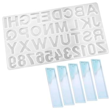 Imagem de Kit Forma Molde Silicone Marca Página 5 Unidades e Molde Alfabeto Invertido Resina Artesanato Chaveiro DIY