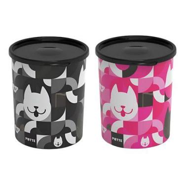 Imagem de Kit 2 Potes Organizadores Redondo Alto Pet 2,1 L Ração Potte