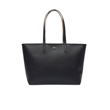 Imagem de Lacoste Bolsa feminina Anna com zíper, Noir Krema, 5.51 inches (W) x 13.58 inches (L) x 11.42 inches (H)