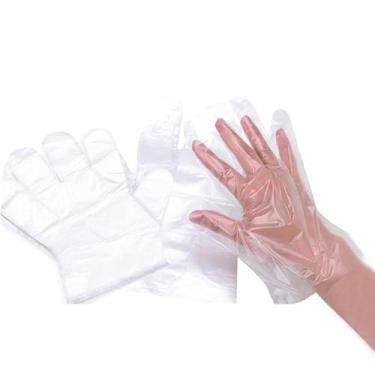 Imagem de Luvas descartáveis de plástico poli 100 peças, luvas seguras para alimentos para cozinhar, manusear e preparar alimentos, sem látex, transparente, tamanho único