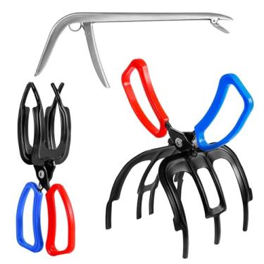 Imagem de Pacote com 3 prendedores de peixe de garra 2/3 com removedor de anzol de aço inoxidável, alicate de pesca de metal, braçadeira de controle de captura, suporte de equipamento de peixe e desenganchador