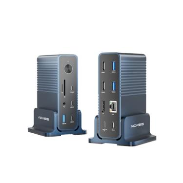 Imagem de ACASIS Estação de ancoragem USB C, estação de ancoragem para laptop 15 em 1 com 2 HDMI + DP, 2 USB 3.1-10G + 3 USB-A-5G + SD/TF + áudio de 3,5 mm e microfone + Gigabit Ethernet, para Windows/Dell/HP