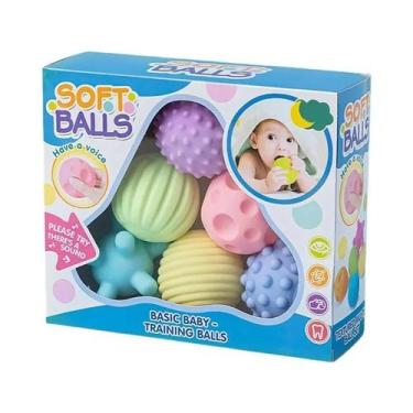 Imagem de Conjunto De Bolas Sensoriais Para Bebês 6PCS Brinquedo Tátil Macio Com