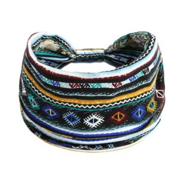 Imagem de Faixa De Cabelo Feminina Boho Com Estampa Floral, Larga, Antiderrapant