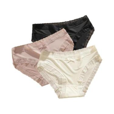 Imagem de Conjunto De 3 Calcinhas Ultra Finas E Respiráveis Em Seda De Gelo Com 