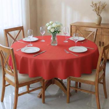 Imagem de Toalha De Mesa Redonda 4 Lugares 1,40m Tecido Oxford Liso Leve e Resistente Cozzilar (Vermelha)