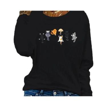 Imagem de Camiseta Feminina De Manga Comprida Com Estampa De Lábios Vermelhos, A