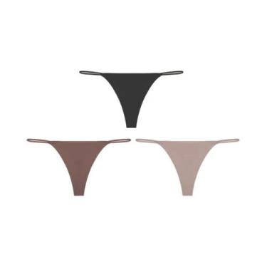 Imagem de Calcinhas Tanga Sem Costura De Cintura Baixa 3PCS Com Alças Finas E Al