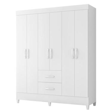 Imagem de Guarda Roupa Mobi 6 Portas E 2 Gavetas Flex Branco Fosco - Móveis Albatroz Branco Fosco
