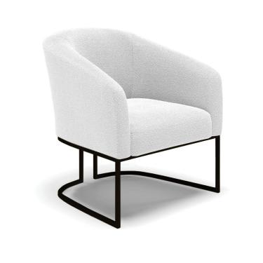 Imagem de Cadeira Sala De Jantar Base Industrial Preto Stella Bouclê D03 - D'rossi Cor Off White