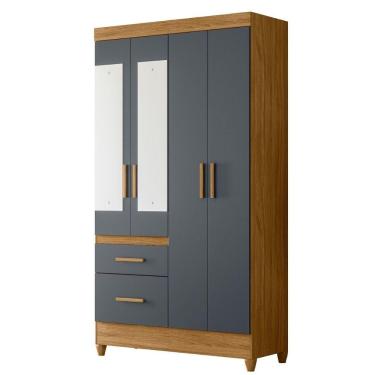 Imagem de Guarda Roupa Solteiro Madri 4 Portas Bater Freijo Cinza MDP