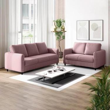 Imagem de Conjunto Sofá 2 e 3 Lugares em Veludo CabeCasa MadeiraOriginals - Cabe