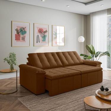 Imagem de Sofá Cama Retrátil e Reclinável 4 Lugares 280cm Veludo com Molas Palme