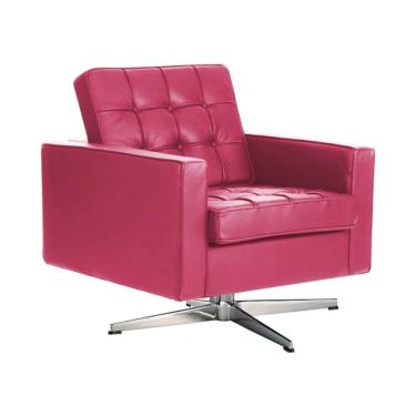 Imagem de Poltrona Fk Giratória Couro Sintético Rosa Base Alumínio