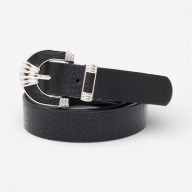 Imagem de Cinto Feminino Fivela Prata Preto - LUZ CAMILA, Preto, UN