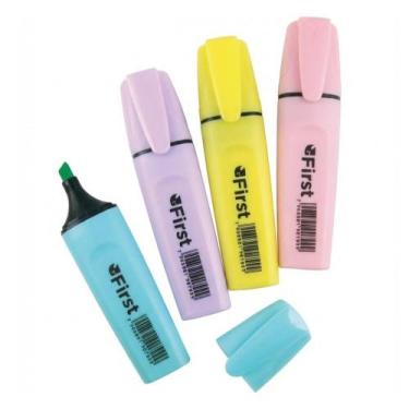 Imagem de Marca Texto Pastel 4 Cores Ponta Chanfrada 5mm com Estojo - First Bras