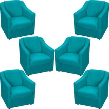 Imagem de Kit 6 Poltronas Decorativa Para Sala Recepção Manicure Barbearia Escri
