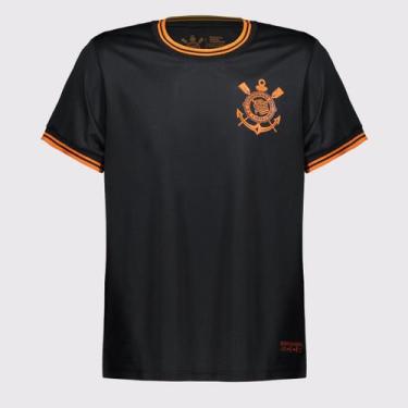 Imagem de Camisa Corinthians Logo Juvenil Preta e Laranja - Coimbra, 8 ANOS