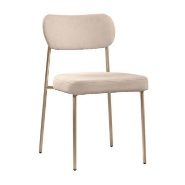 Imagem de Cadeira Sala de Jantar Lavínia Estofada Base Champagne Bouclê Bege - Desk Design
