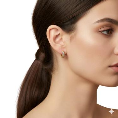 Imagem de Brinco Feminino Trio Argola  Colors Banhado a Ouro Semi Jóia  Juliana Prado 38442