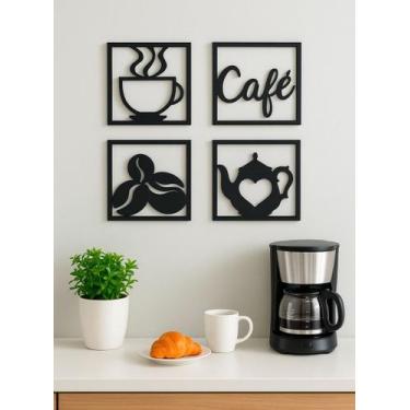Imagem de Kit Quadros Decorativos Cantinho Café Cozinha 12x12cm - Atual Conceito