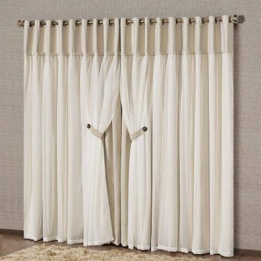 Imagem de Cortina Dubai Tecido Blackout E Voal 2,00M X 1,70M - Palha