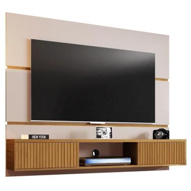Imagem de Painel Bancada Suspensa Para Até 65 Pol. 2 Portas âmbar Off White/cinamomo/ripado - Bechara