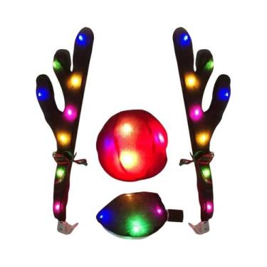 Imagem de Kit De Decoração De Chifres De Rena Com Luzes LED Para Carro, Decoraçã