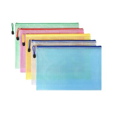Imagem de Pasta De Armazenamento De Papelaria A4 A5 A6, Bolsa De Malha Com Zíper