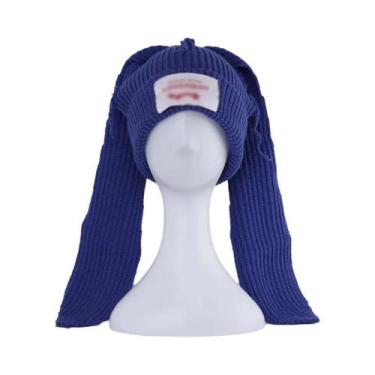 Imagem de Gorro De Lã Com Orelhas Longas, Feito À Mão, Cor Sólida, Quente E Tric