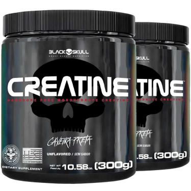 Imagem de 2x Creatina Monohidratada 100% Pura Pote 300g Black Skull-Unissex