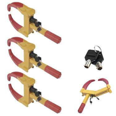 Imagem de Trava de Pneu Universal Kit 3 Uni Bloqueador De Roda Carro Moto Antifurto Roubo Seguranca Reboque Auto Veiculo
