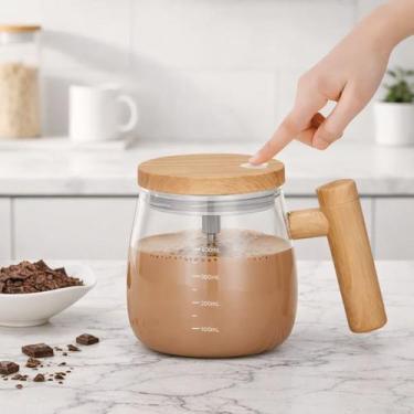 Imagem de Caneca Mixer Automática 500ml Vidro Recarregável Whey Café - Onix