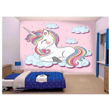 Imagem de Papel De Parede Infantil Unicórinios Rosa 3D Azs187