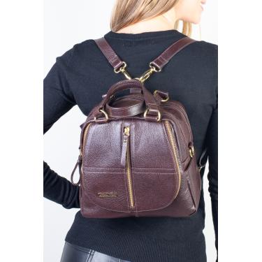 Imagem de Bolsa mochila de couro liso 4 em 1 Marina