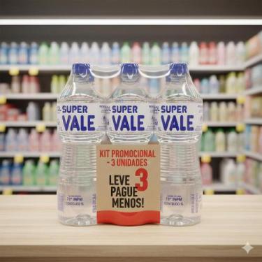 Imagem de Kit 3 Álcool Etílico Super Vale 1L Líquido Hidratado Uso Profissional 