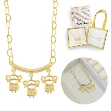 Imagem de Colar Filhos Pingentes menino e menina Banhado Ouro18k Lindo - Morgani