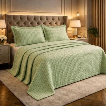 Imagem de Cama Posta King Eternity Colcha Luxo Algodão Bordado 3 Pçs - Jm Enxova