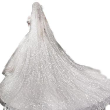 Imagem de Véu Mantilha Noiva Longo Branco Lantejoulas Reais 3 Metros - - anjo da